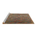 Serging Thickness of Machine Washable Contemporary Dark Almond Brown Rug, wshcon1414