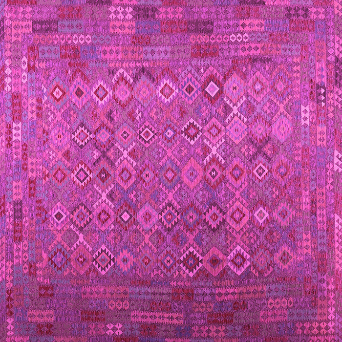 Square Machine Washable Southwestern Pink Country Rug, wshcon1414pnk
