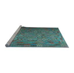 Sideview of Machine Washable Southwestern Light Blue Country Rug, wshcon1414lblu