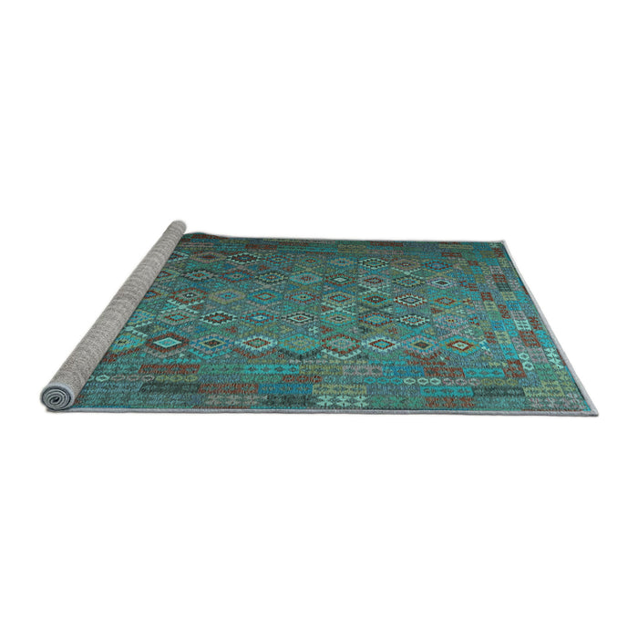 Sideview of Machine Washable Southwestern Light Blue Country Rug, wshcon1414lblu
