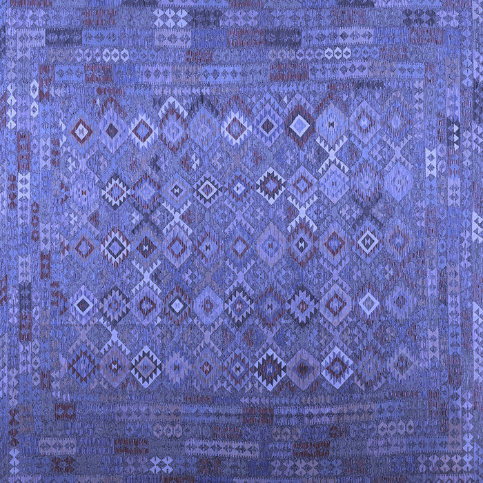 Square Machine Washable Southwestern Blue Country Rug, wshcon1414blu