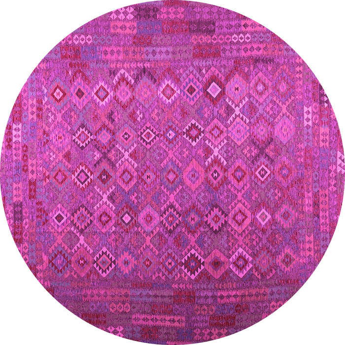 Round Machine Washable Southwestern Pink Country Rug, wshcon1414pnk