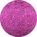 Round Machine Washable Southwestern Pink Country Rug, wshcon1414pnk