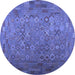 Round Southwestern Blue Country Rug, con1414blu