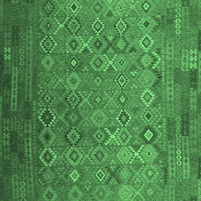 Machine Washable Southwestern Emerald Green Country Area Rugs, wshcon1414emgrn