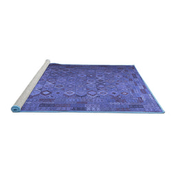 Sideview of Machine Washable Southwestern Blue Country Rug, wshcon1414blu