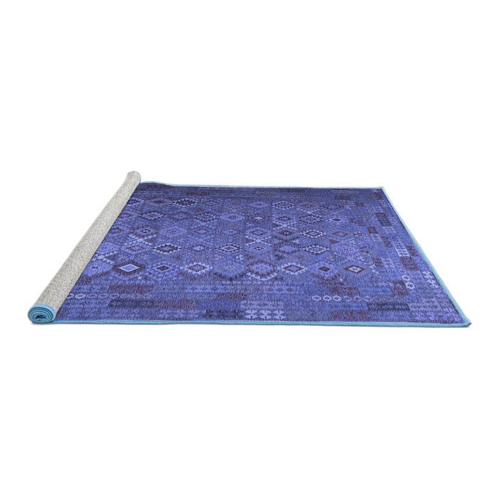 Sideview of Machine Washable Southwestern Blue Country Rug, wshcon1414blu