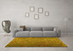 Machine Washable Southwestern Yellow Country Rug in a Living Room, wshcon1414yw