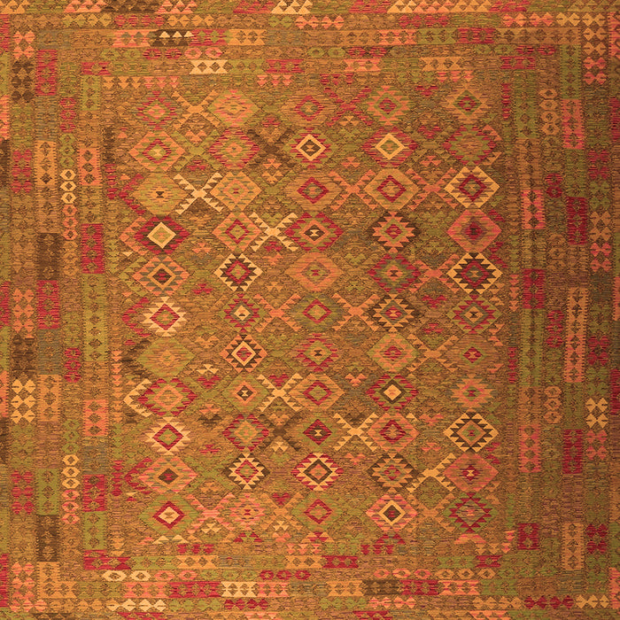 Round Machine Washable Southwestern Orange Country Area Rugs, wshcon1414org