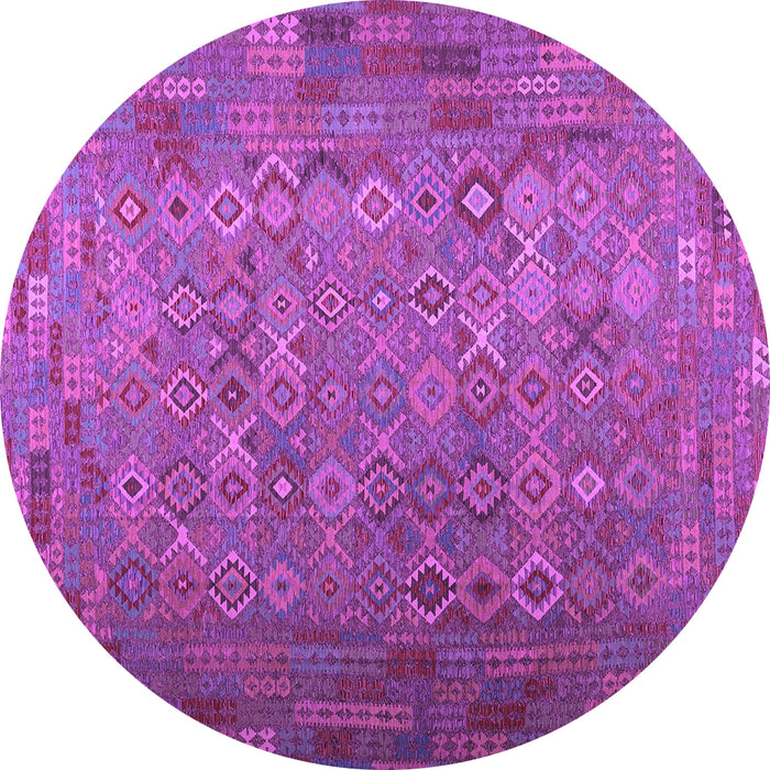 Round Southwestern Purple Country Rug, con1414pur