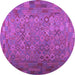 Round Southwestern Purple Country Rug, con1414pur