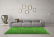 Machine Washable Southwestern Green Country Area Rugs in a Living Room,, wshcon1414grn