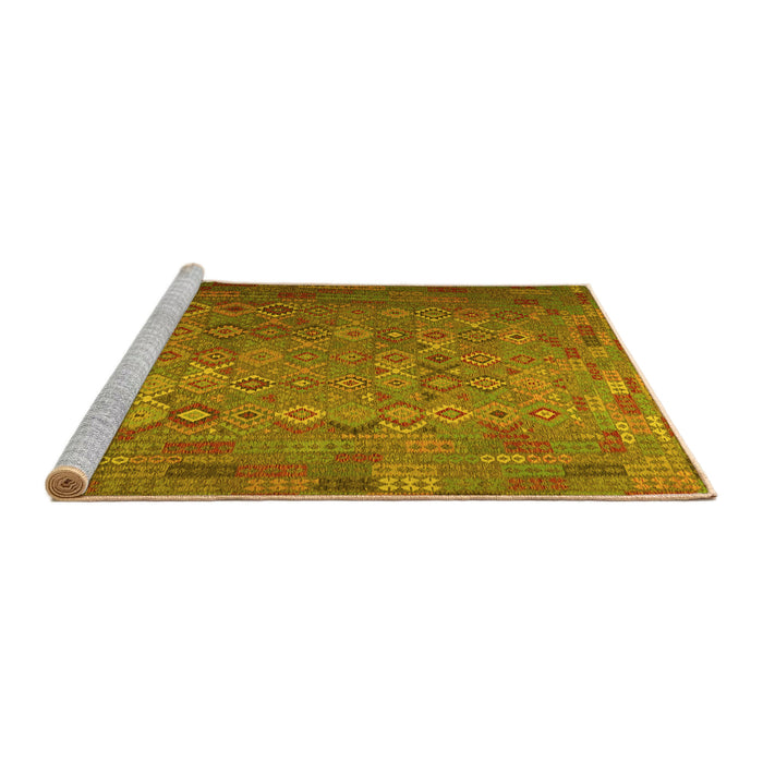 Sideview of Machine Washable Southwestern Yellow Country Rug, wshcon1414yw