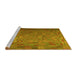 Sideview of Machine Washable Southwestern Yellow Country Rug, wshcon1414yw