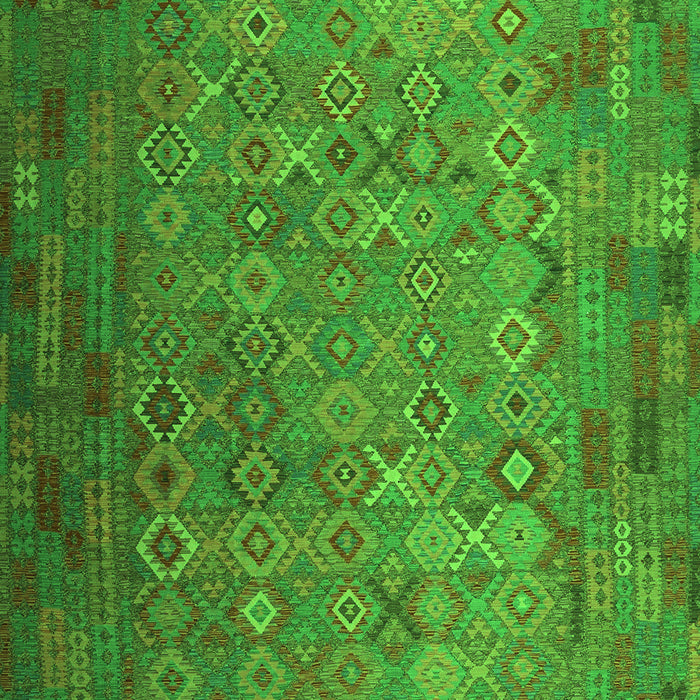 Serging Thickness of Machine Washable Southwestern Green Country Area Rugs, wshcon1414grn