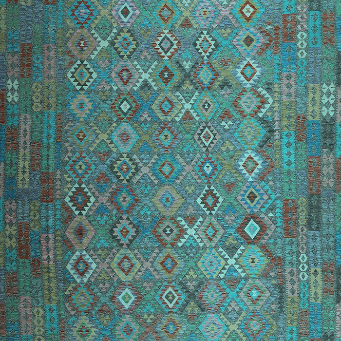 Machine Washable Southwestern Light Blue Country Rug, wshcon1414lblu