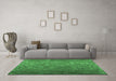 Machine Washable Southwestern Emerald Green Country Area Rugs in a Living Room,, wshcon1414emgrn