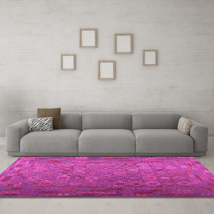 Machine Washable Southwestern Pink Country Rug in a Living Room, wshcon1414pnk