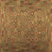 Square Machine Washable Southwestern Brown Country Rug, wshcon1414brn