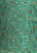 Machine Washable Southwestern Turquoise Country Area Rugs, wshcon1414turq