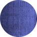 Round Abstract Blue Contemporary Rug, con1415blu