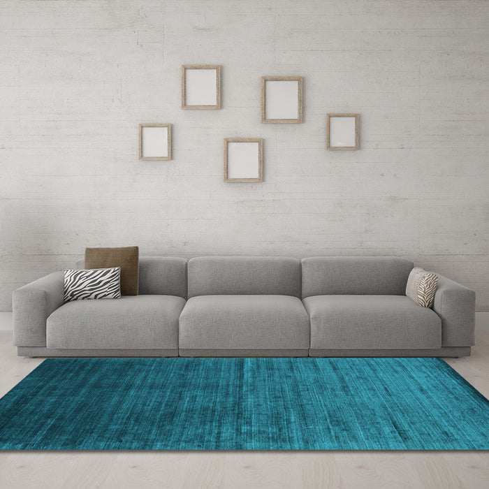 Machine Washable Abstract Light Blue Contemporary Rug in a Living Room, wshcon1415lblu