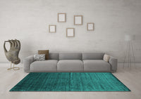 Machine Washable Abstract Turquoise Contemporary Rug, wshcon1415turq