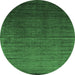 Round Abstract Emerald Green Contemporary Rug, con1415emgrn