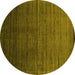 Round Abstract Yellow Contemporary Rug, con1415yw