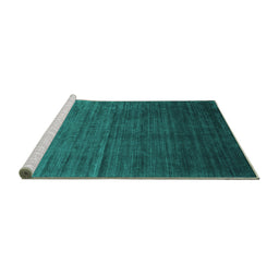 Sideview of Machine Washable Abstract Turquoise Contemporary Area Rugs, wshcon1415turq
