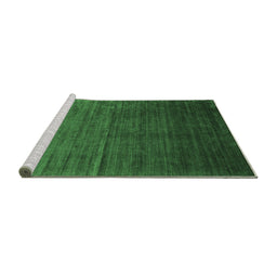Sideview of Machine Washable Abstract Emerald Green Contemporary Area Rugs, wshcon1415emgrn
