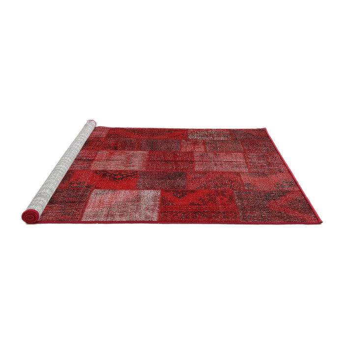 Serging Thickness of Machine Washable Contemporary Red Rug, wshcon1416