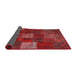 Thickness of Contemporary Red Patchwork Rug, con1416