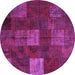 Round Patchwork Purple Transitional Rug, con1416pur