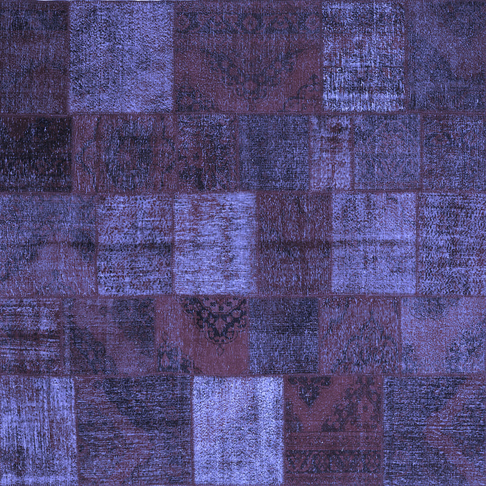 Square Machine Washable Patchwork Blue Transitional Rug, wshcon1416blu
