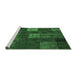 Sideview of Machine Washable Patchwork Emerald Green Transitional Area Rugs, wshcon1416emgrn