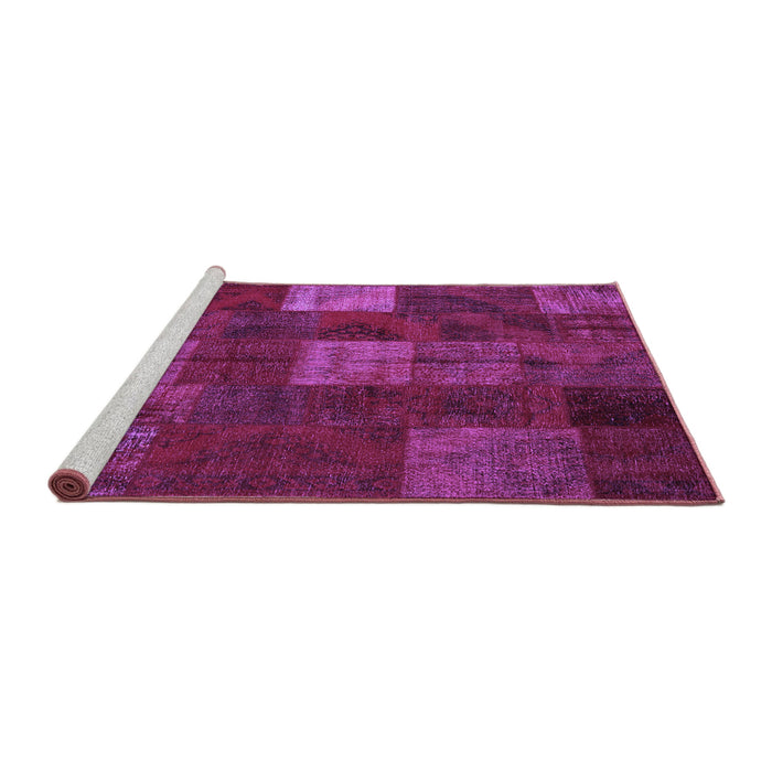 Sideview of Machine Washable Patchwork Purple Transitional Area Rugs, wshcon1416pur