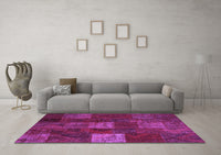Machine Washable Patchwork Purple Transitional Rug, wshcon1416pur