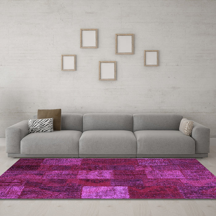 Machine Washable Patchwork Purple Transitional Area Rugs in a Living Room, wshcon1416pur