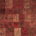 Square Machine Washable Patchwork Brown Transitional Rug, wshcon1416brn