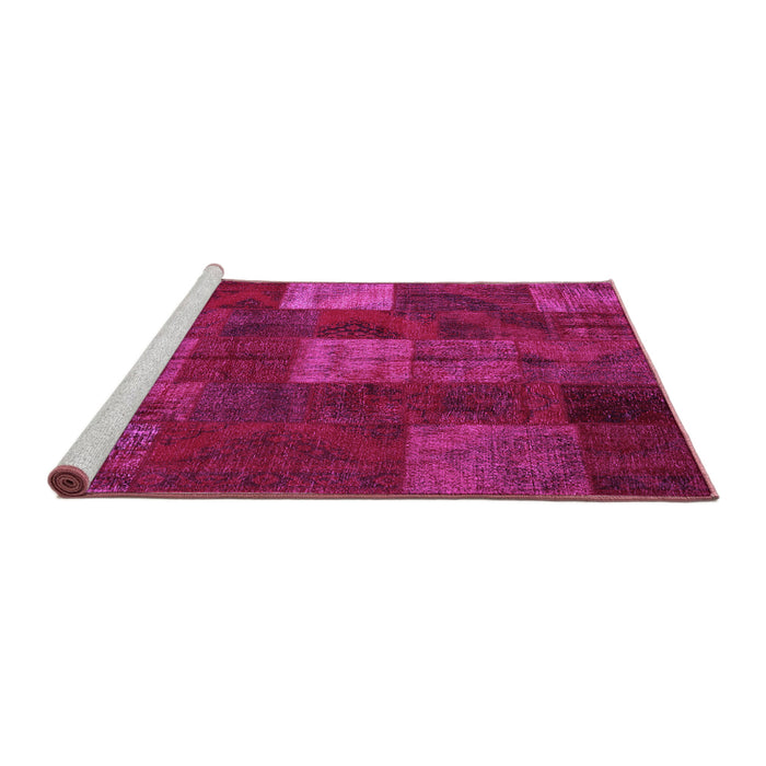 Sideview of Machine Washable Patchwork Pink Transitional Rug, wshcon1416pnk
