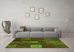 Machine Washable Patchwork Green Transitional Area Rugs in a Living Room,, wshcon1416grn