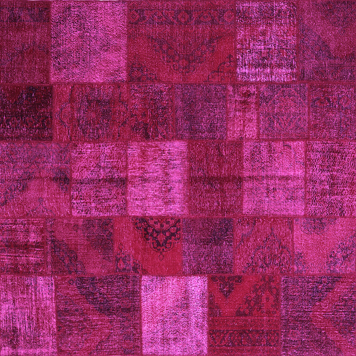 Square Machine Washable Patchwork Pink Transitional Rug, wshcon1416pnk