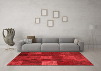 Machine Washable Patchwork Red Transitional Rug, wshcon1416red
