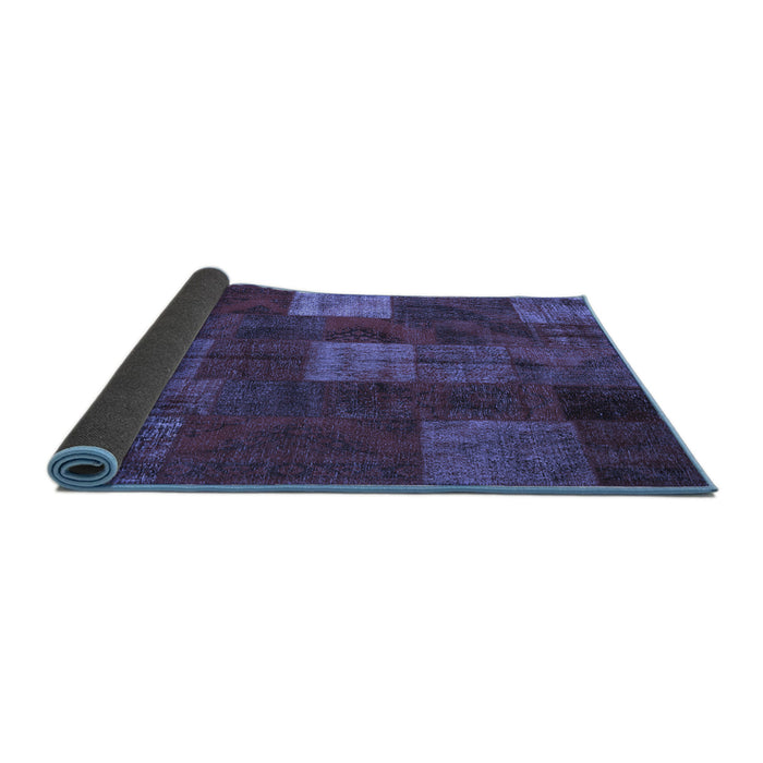 Sideview of Patchwork Blue Transitional Rug, con1416blu