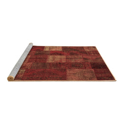 Sideview of Machine Washable Patchwork Brown Transitional Rug, wshcon1416brn