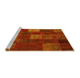 Sideview of Machine Washable Patchwork Yellow Transitional Rug, wshcon1416yw