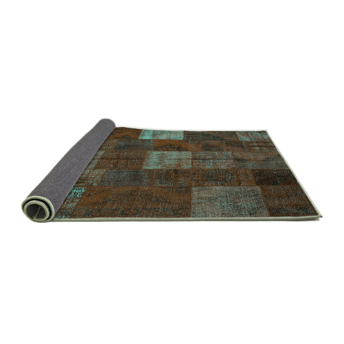 Sideview of Patchwork Turquoise Transitional Rug, con1416turq