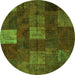 Square Patchwork Green Transitional Rug, con1416grn