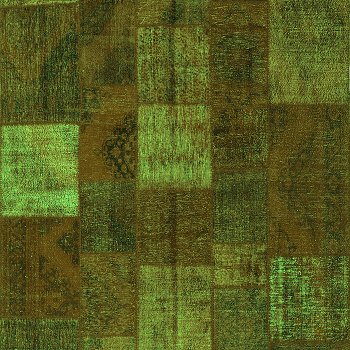 Serging Thickness of Machine Washable Patchwork Green Transitional Area Rugs, wshcon1416grn